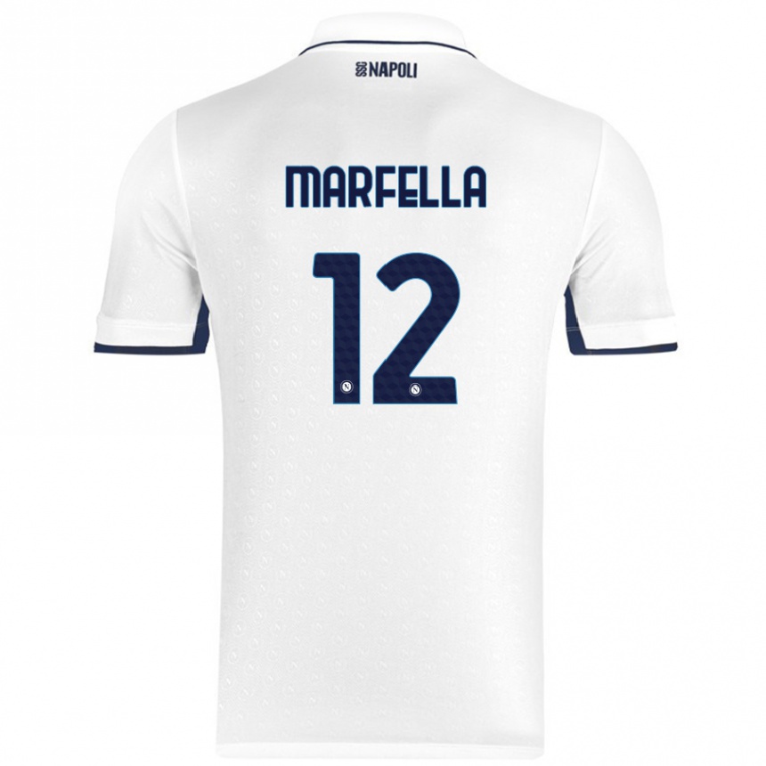 Enfant Football Maillot Davide Marfella #12 Blanc Bleu Royal Tenues Extérieur 2024/25