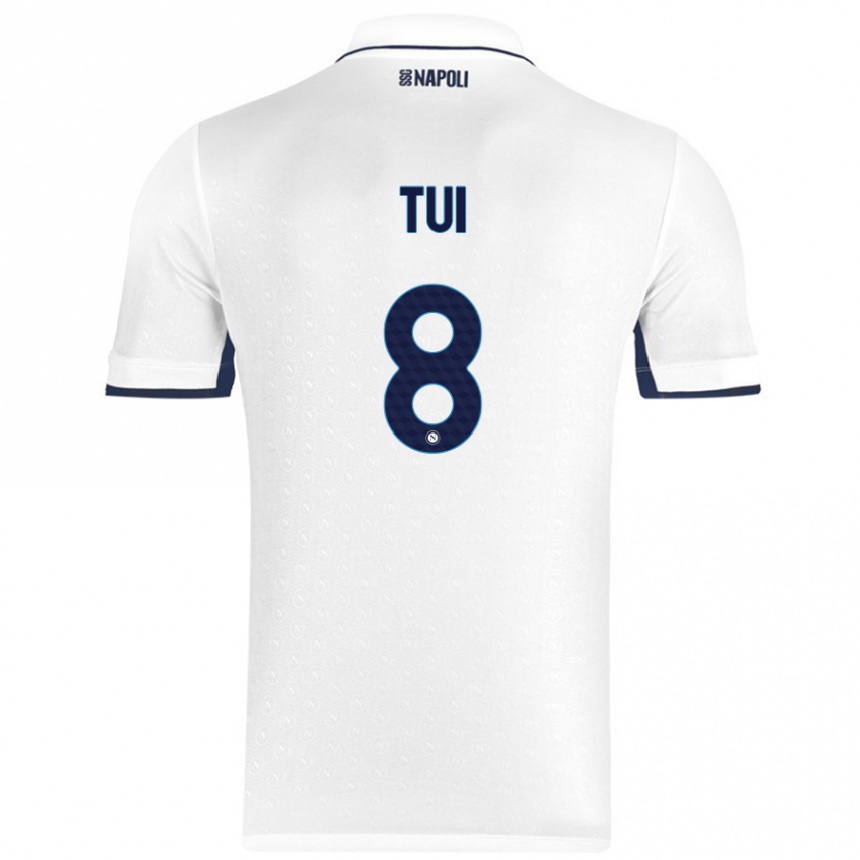 Enfant Football Maillot Sara Tui #8 Blanc Bleu Royal Tenues Extérieur 2024/25