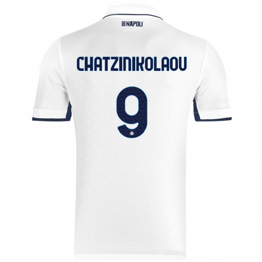 Enfant Football Maillot Despoina Chatzinikolaou #9 Blanc Bleu Royal Tenues Extérieur 2024/25