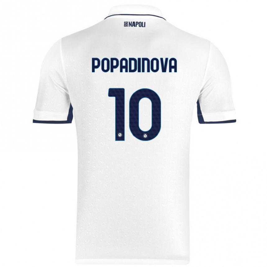 Enfant Football Maillot Evdokiya Popadinova #10 Blanc Bleu Royal Tenues Extérieur 2024/25