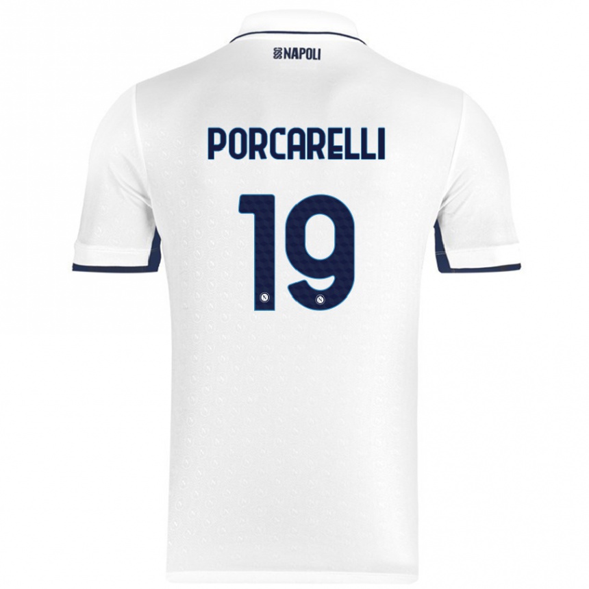 Enfant Football Maillot Maddelena Porcarelli #19 Blanc Bleu Royal Tenues Extérieur 2024/25