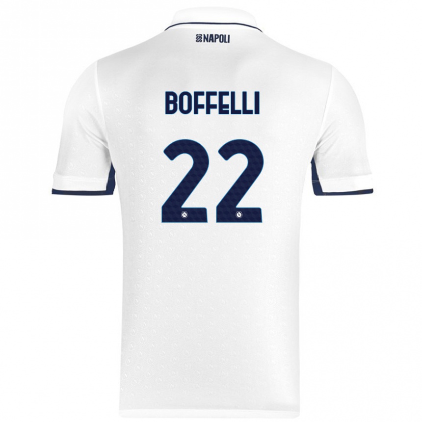 Enfant Football Maillot Valerio Boffelli #22 Blanc Bleu Royal Tenues Extérieur 2024/25