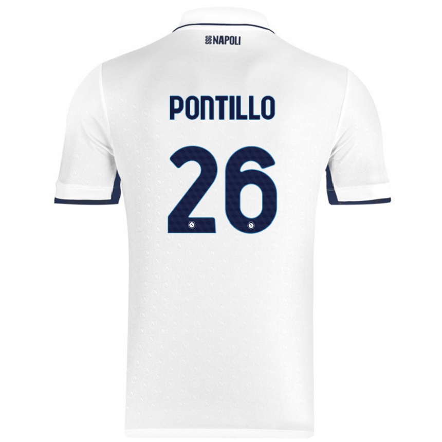 Enfant Football Maillot Pasquale Pontillo #26 Blanc Bleu Royal Tenues Extérieur 2024/25