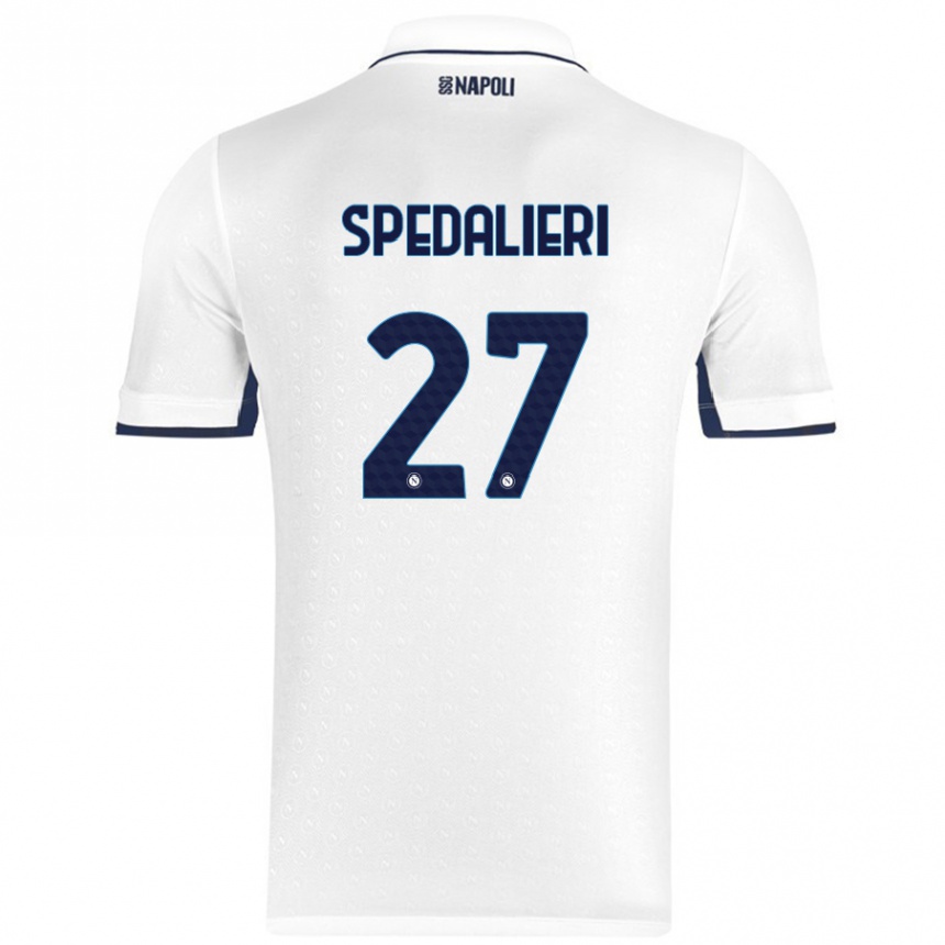 Enfant Football Maillot Johnatan Andrea Spedalieri #27 Blanc Bleu Royal Tenues Extérieur 2024/25