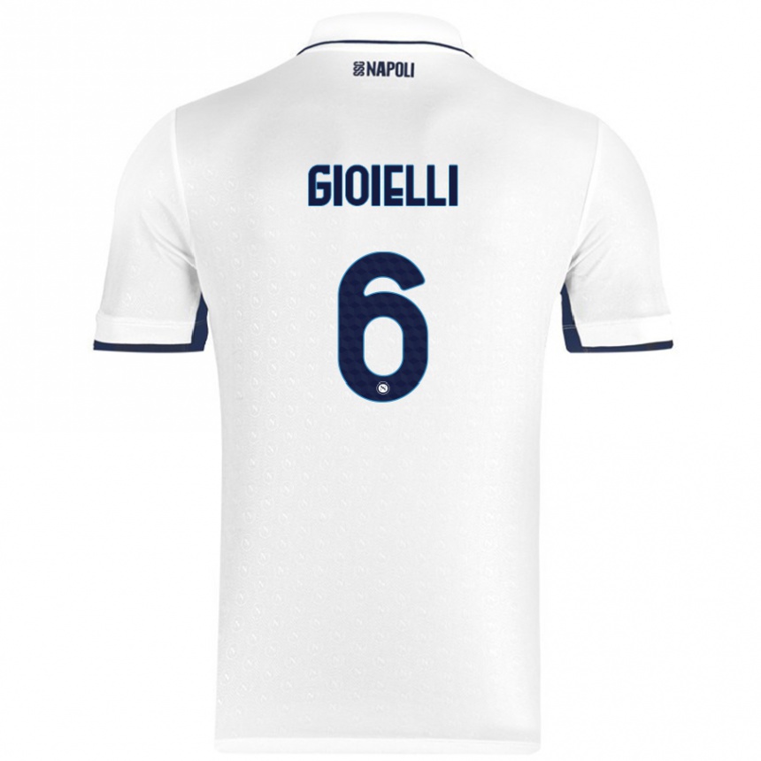 Enfant Football Maillot Francesco Pio Gioielli #6 Blanc Bleu Royal Tenues Extérieur 2024/25