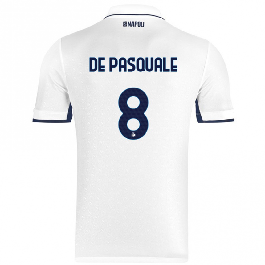 Enfant Football Maillot Dylan De Pasquale #8 Blanc Bleu Royal Tenues Extérieur 2024/25