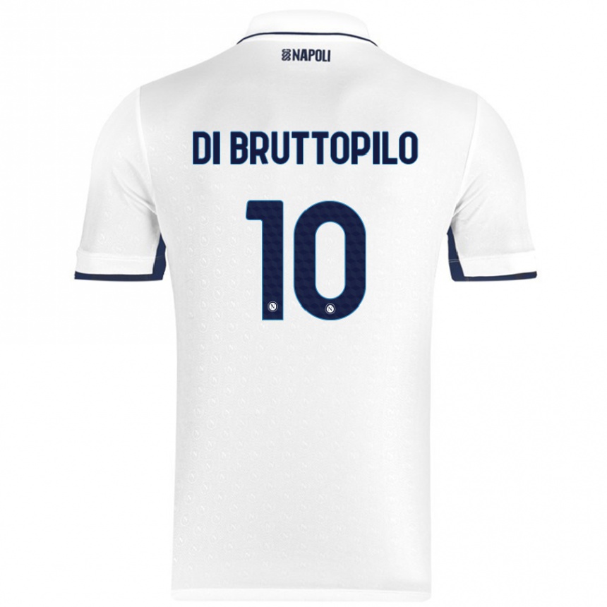 Enfant Football Maillot Giuseppe Ambrosino Di Bruttopilo #10 Blanc Bleu Royal Tenues Extérieur 2024/25