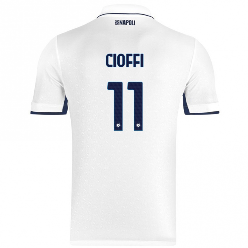 Enfant Football Maillot Antonio Cioffi #11 Blanc Bleu Royal Tenues Extérieur 2024/25