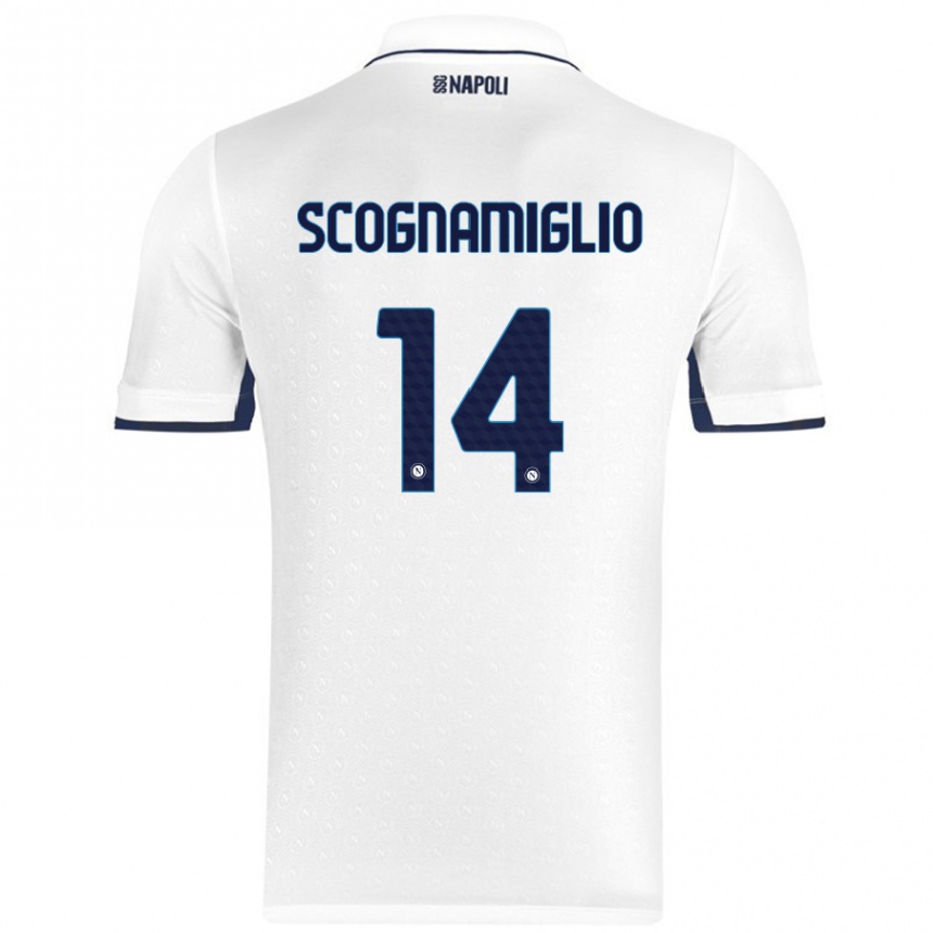 Enfant Football Maillot Fabio Scognamiglio #14 Blanc Bleu Royal Tenues Extérieur 2024/25