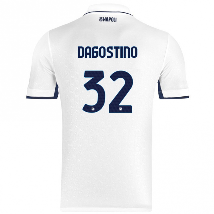 Enfant Football Maillot Giuseppe Dagostino #32 Blanc Bleu Royal Tenues Extérieur 2024/25