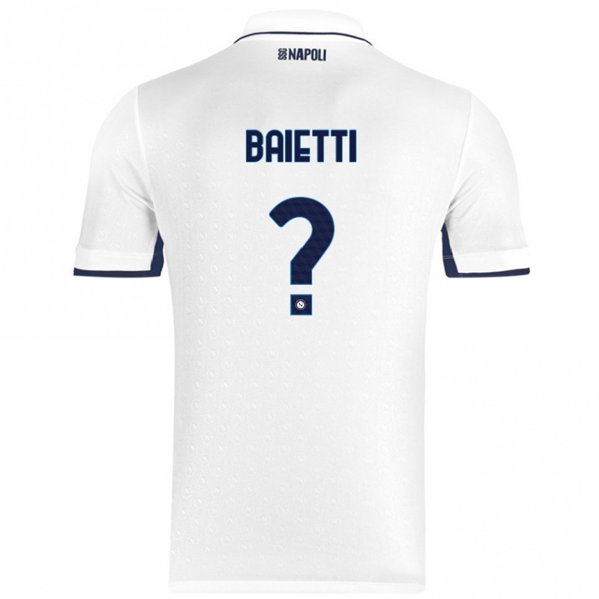 Enfant Football Maillot Francesco Baietti #0 Blanc Bleu Royal Tenues Extérieur 2024/25