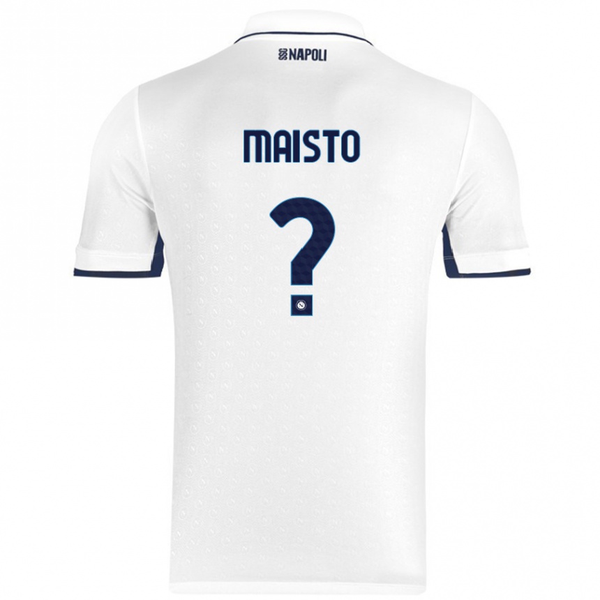 Enfant Football Maillot Antonio Maisto #0 Blanc Bleu Royal Tenues Extérieur 2024/25