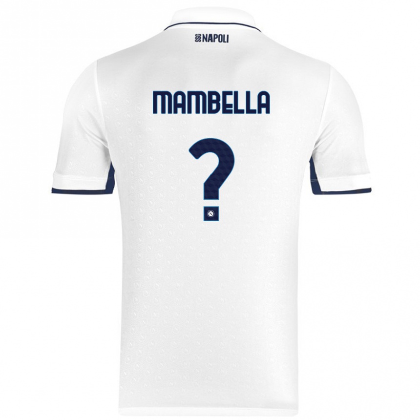 Enfant Football Maillot Andrea Mambella #0 Blanc Bleu Royal Tenues Extérieur 2024/25