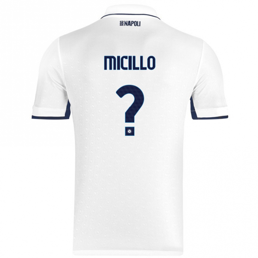 Enfant Football Maillot Salvatore Micillo #0 Blanc Bleu Royal Tenues Extérieur 2024/25