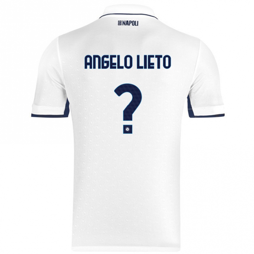 Enfant Football Maillot Angelo Lieto #0 Blanc Bleu Royal Tenues Extérieur 2024/25