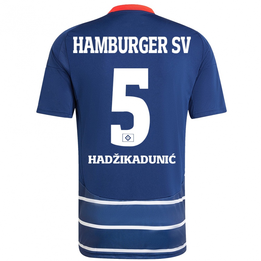 Enfant Football Maillot Dennis Hadzikadunic #5 Bleu Foncé Tenues Extérieur 2024/25