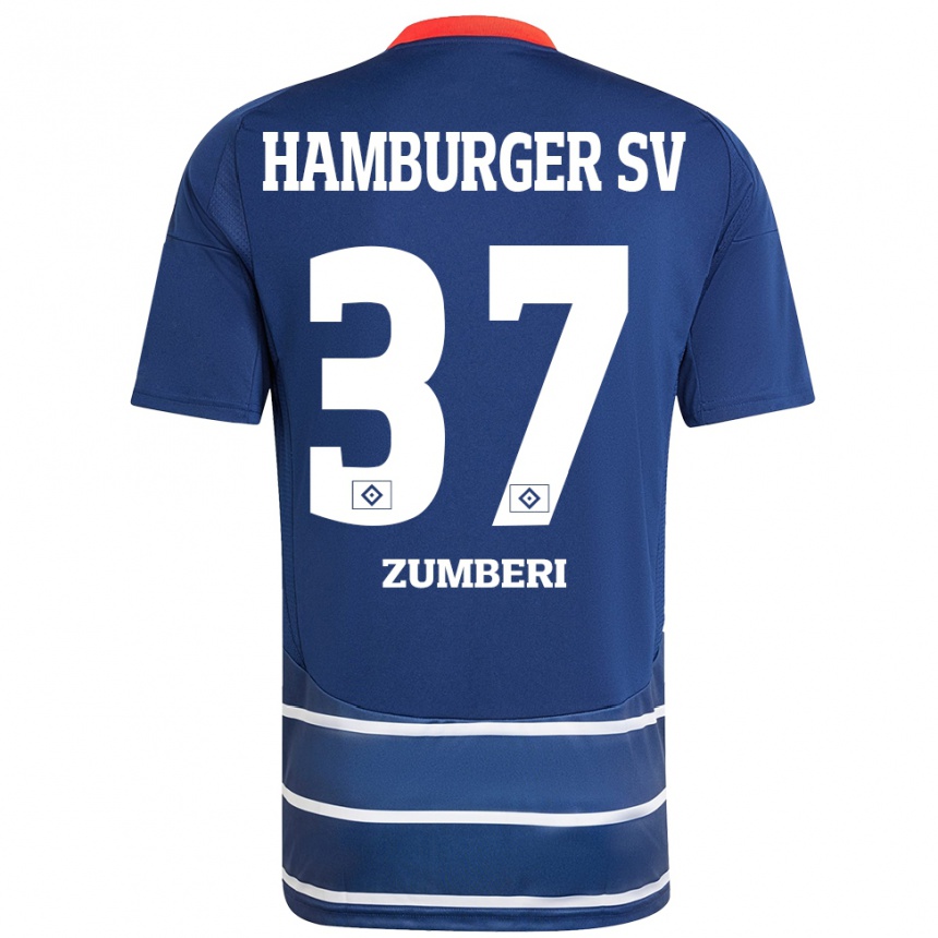 Enfant Football Maillot Valon Zumberi #37 Bleu Foncé Tenues Extérieur 2024/25