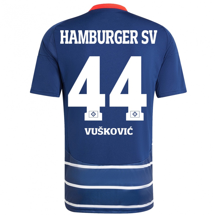 Enfant Football Maillot Mario Vuskovic #44 Bleu Foncé Tenues Extérieur 2024/25