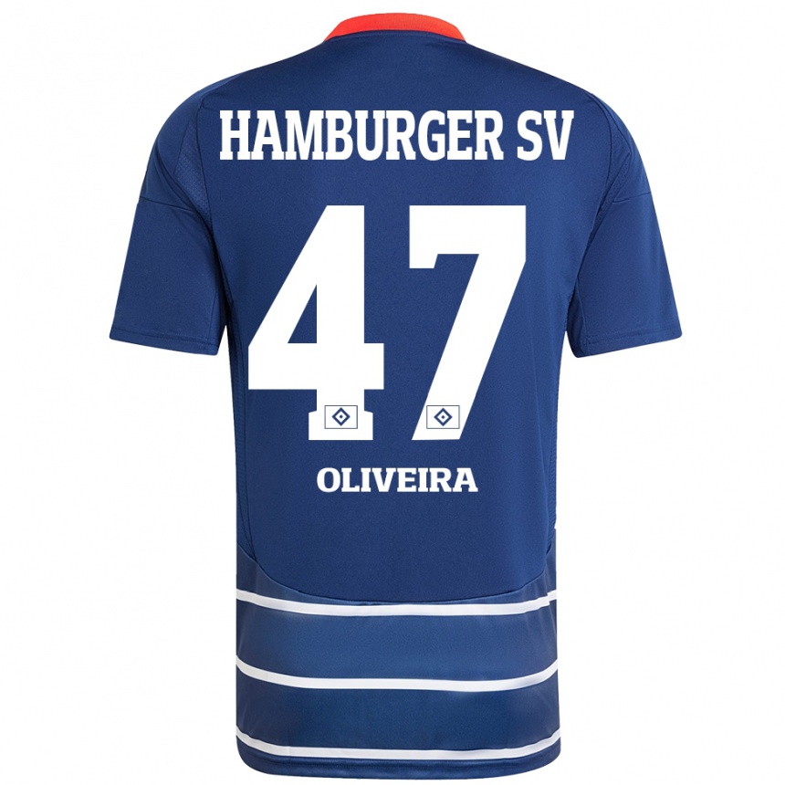 Enfant Football Maillot Nicolas Oliveira #47 Bleu Foncé Tenues Extérieur 2024/25