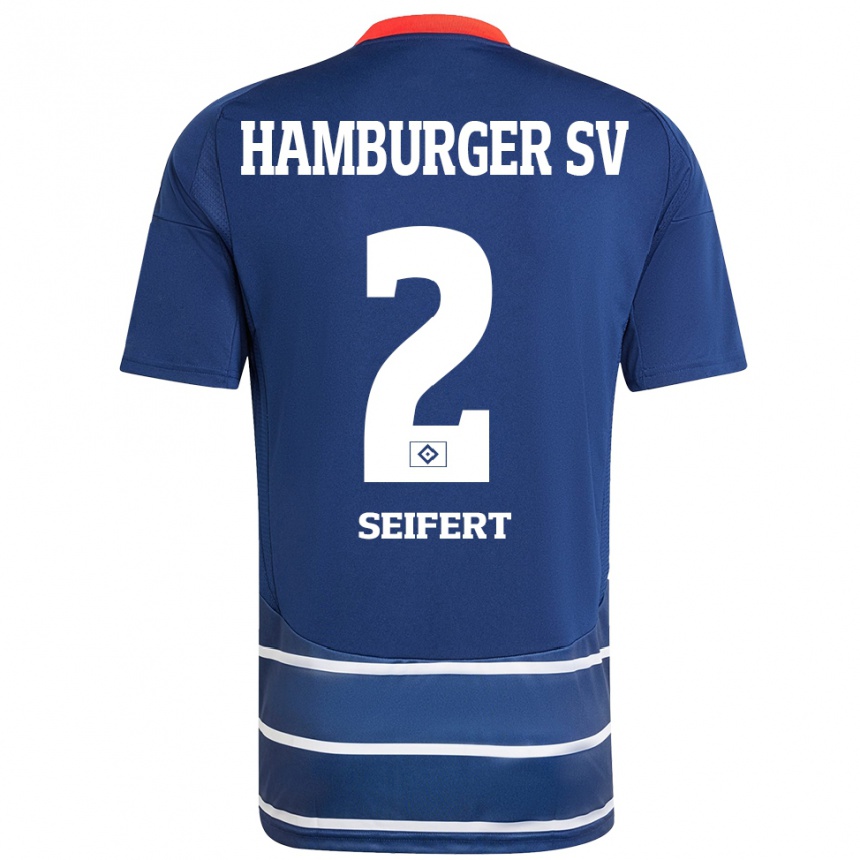 Enfant Football Maillot Luis Seifert #2 Bleu Foncé Tenues Extérieur 2024/25