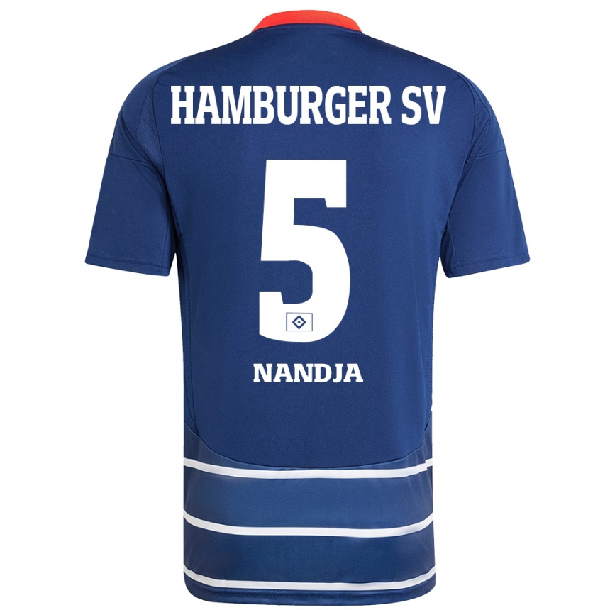 Enfant Football Maillot Shafiq Nandja #5 Bleu Foncé Tenues Extérieur 2024/25