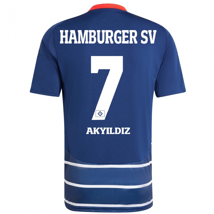 Enfant Football Maillot Liam Akyildiz #7 Bleu Foncé Tenues Extérieur 2024/25