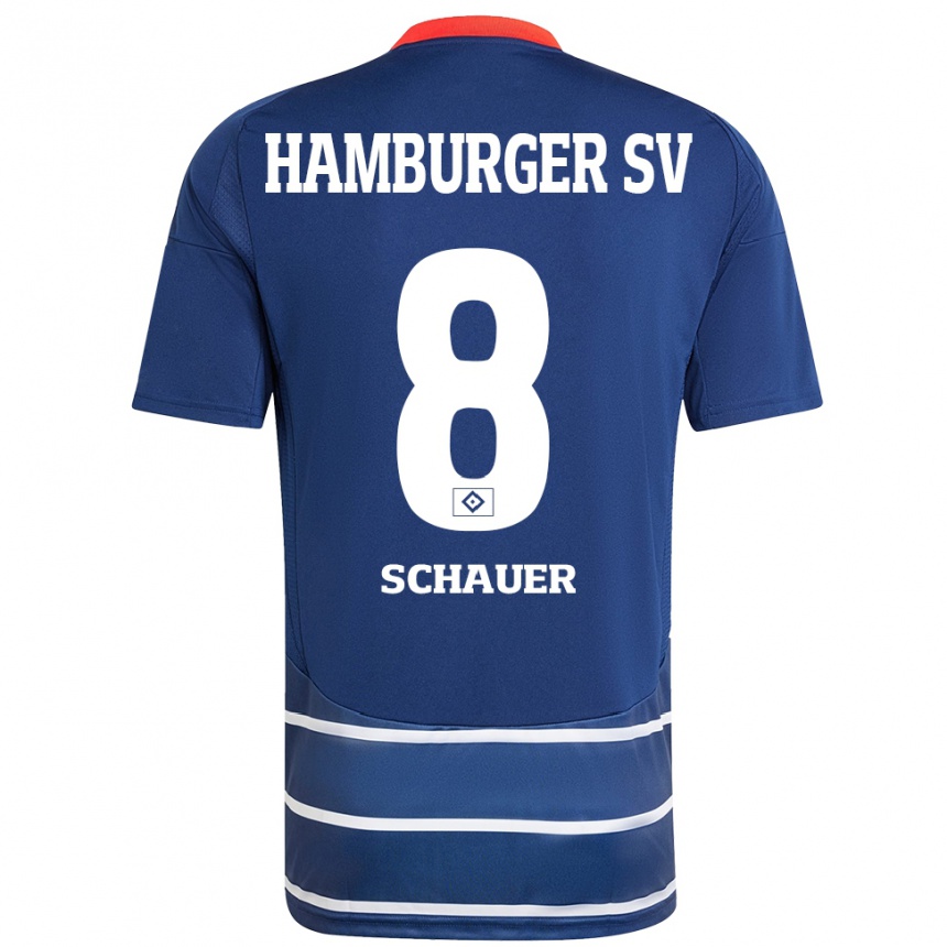 Enfant Football Maillot Martin Schauer #8 Bleu Foncé Tenues Extérieur 2024/25