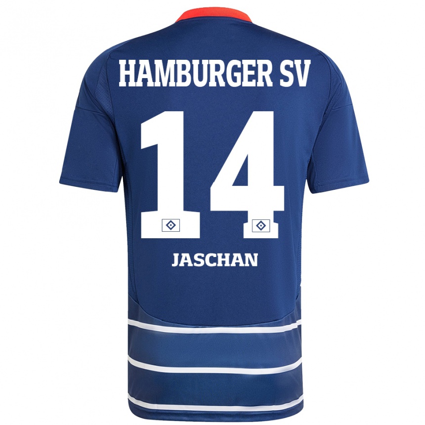 Enfant Football Maillot Endrik Jaschan #14 Bleu Foncé Tenues Extérieur 2024/25