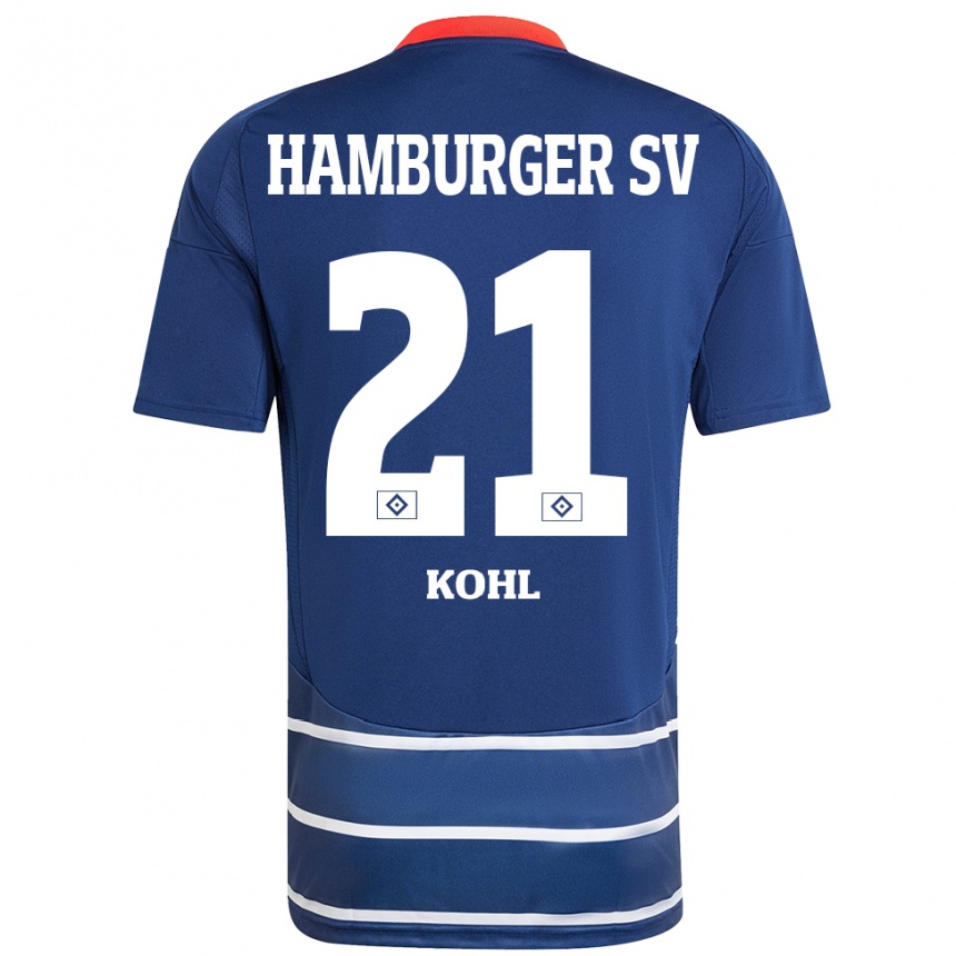 Enfant Football Maillot Ohene Köhl #21 Bleu Foncé Tenues Extérieur 2024/25