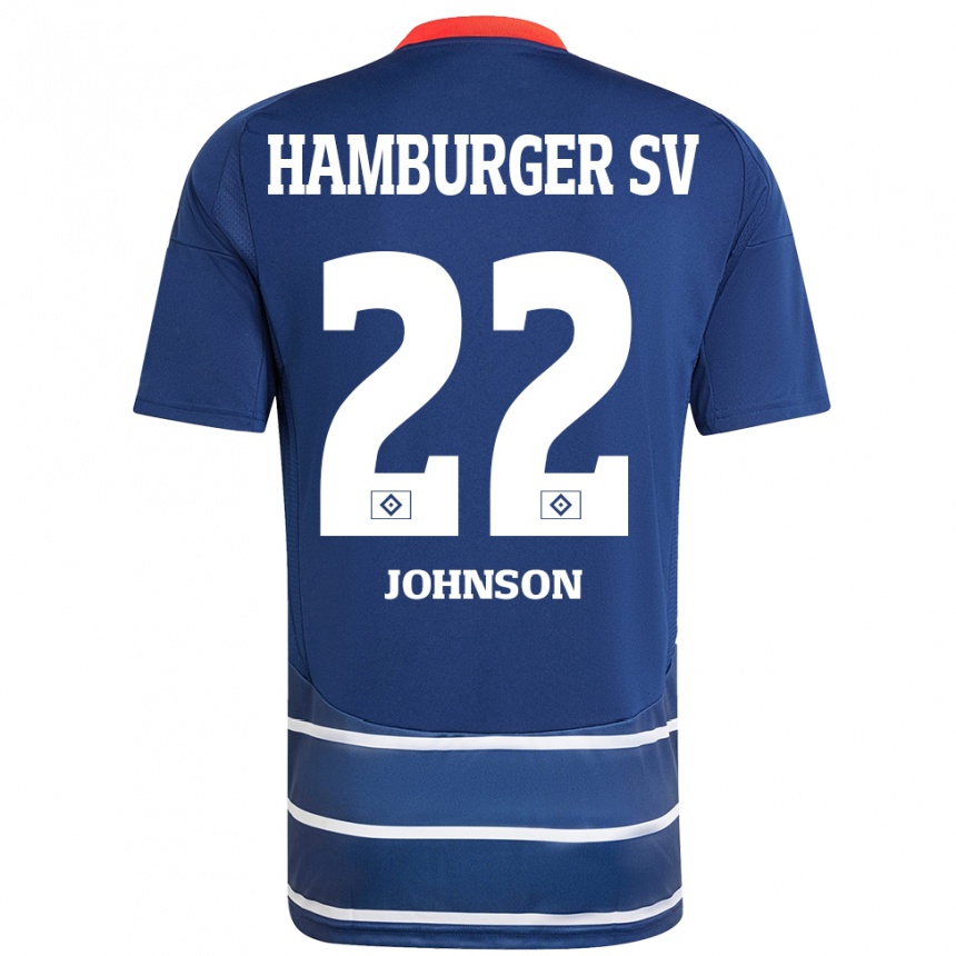 Enfant Football Maillot Emmanuel Johnson #22 Bleu Foncé Tenues Extérieur 2024/25