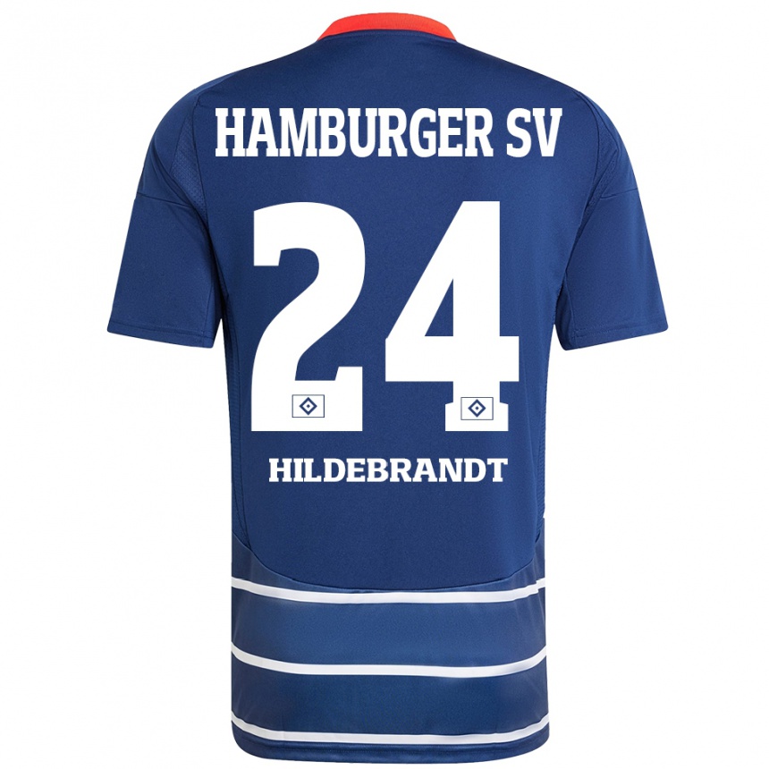 Enfant Football Maillot Tjark Hildebrandt #24 Bleu Foncé Tenues Extérieur 2024/25