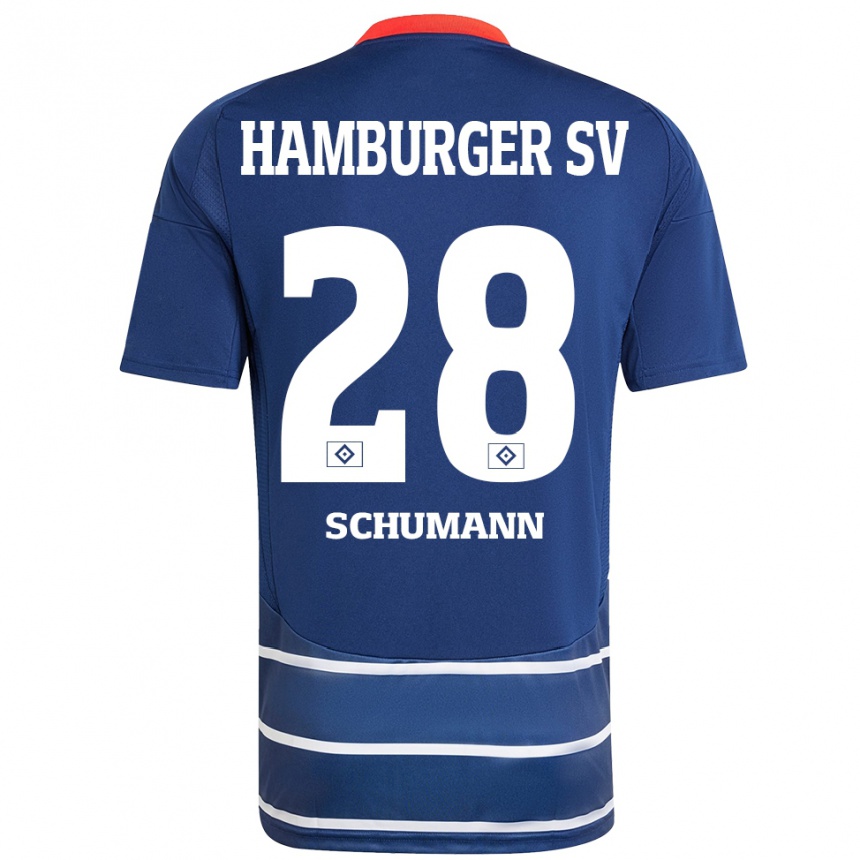 Enfant Football Maillot Henri Maximilian Schümann #28 Bleu Foncé Tenues Extérieur 2024/25