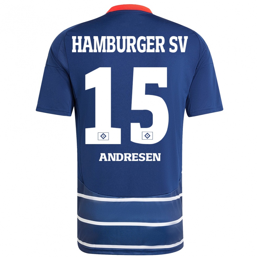 Enfant Football Maillot Bent Andresen #15 Bleu Foncé Tenues Extérieur 2024/25