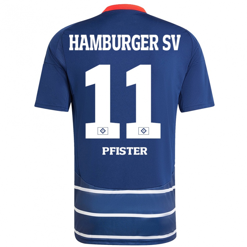 Enfant Football Maillot Edward Pfister #11 Bleu Foncé Tenues Extérieur 2024/25