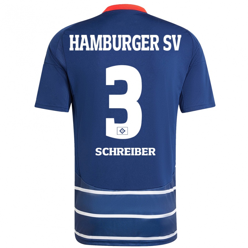 Enfant Football Maillot David Schreiber #3 Bleu Foncé Tenues Extérieur 2024/25