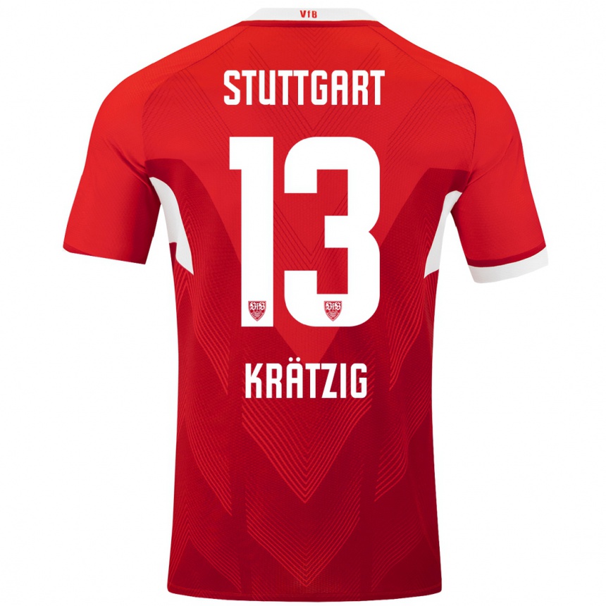 Enfant Football Maillot Frans Krätzig #13 Blanc Rouge Tenues Extérieur 2024/25