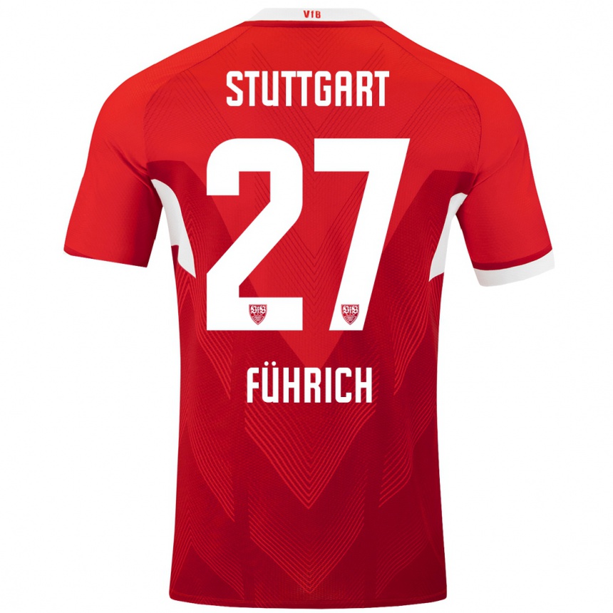 Enfant Football Maillot Chris Führich #27 Blanc Rouge Tenues Extérieur 2024/25