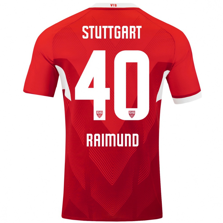 Enfant Football Maillot Luca Raimund #40 Blanc Rouge Tenues Extérieur 2024/25