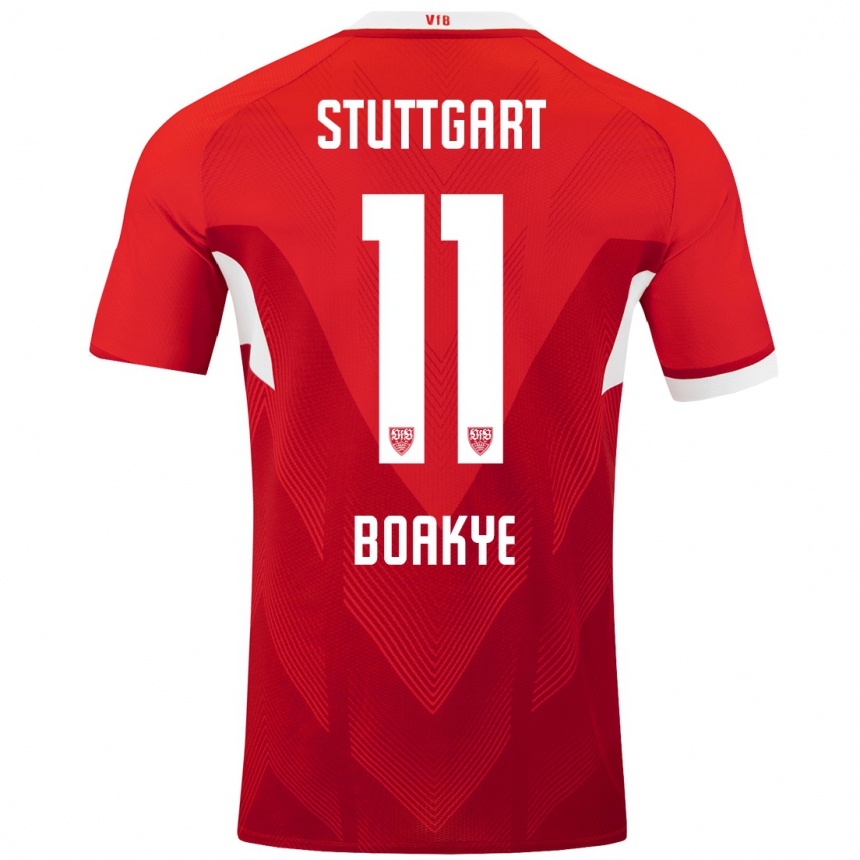 Enfant Football Maillot Benjamin Boakye #11 Blanc Rouge Tenues Extérieur 2024/25