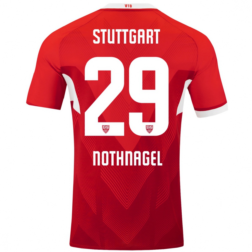 Enfant Football Maillot Dominik Nothnagel #29 Blanc Rouge Tenues Extérieur 2024/25