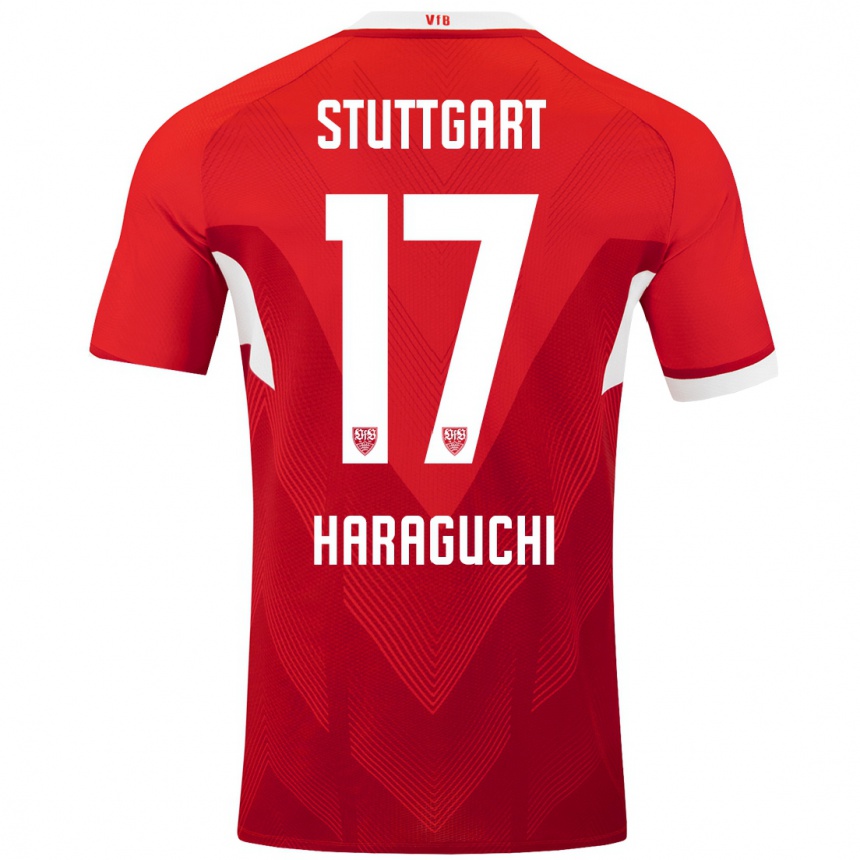 Enfant Football Maillot Genki Haraguchi #17 Blanc Rouge Tenues Extérieur 2024/25