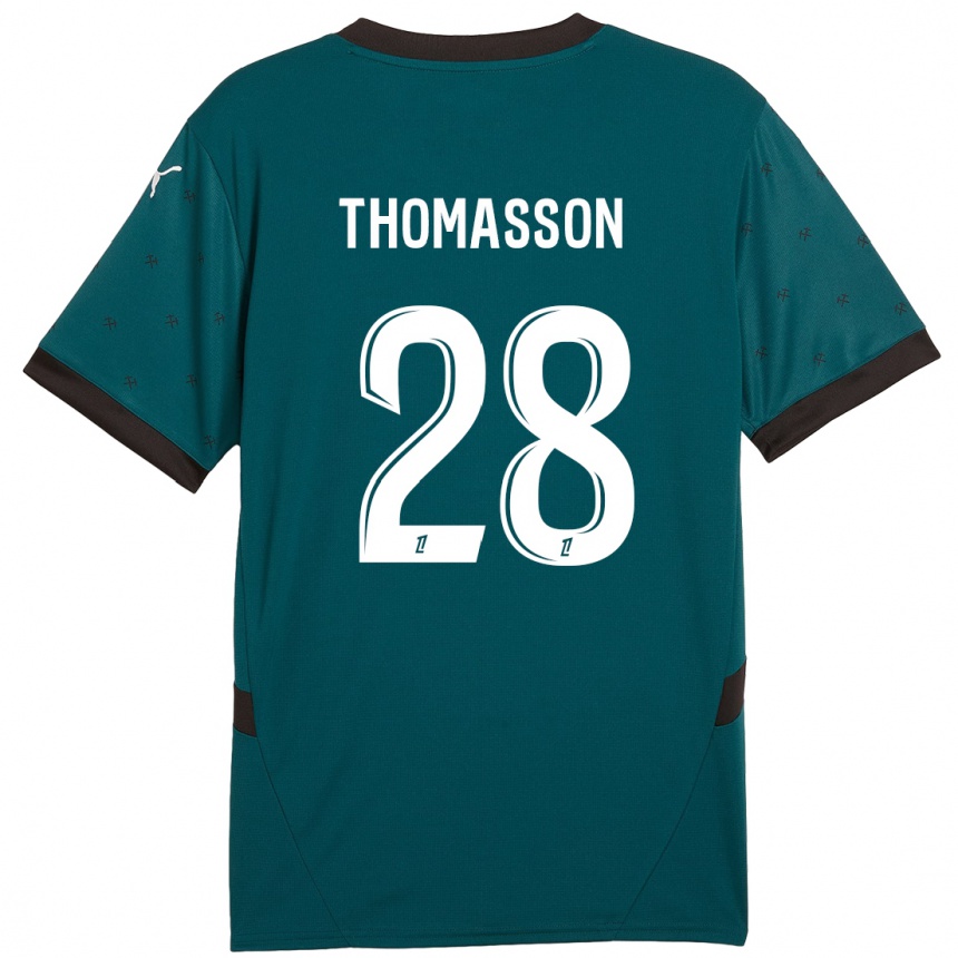 Enfant Football Maillot Adrien Thomasson #28 Vert Foncé Tenues Extérieur 2024/25