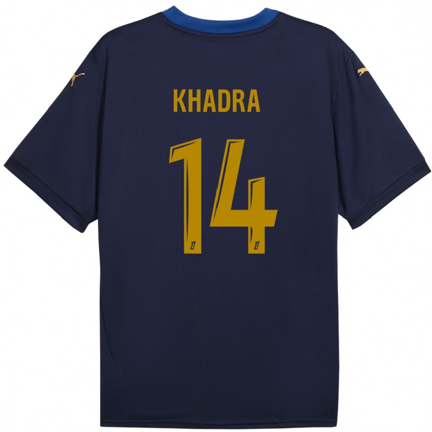 Enfant Football Maillot Reda Khadra #14 Bleu Marine Doré Tenues Extérieur 2024/25