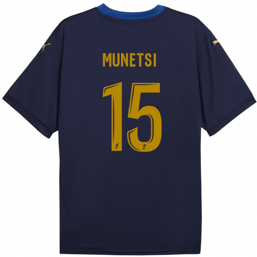 Enfant Football Maillot Marshall Munetsi #15 Bleu Marine Doré Tenues Extérieur 2024/25