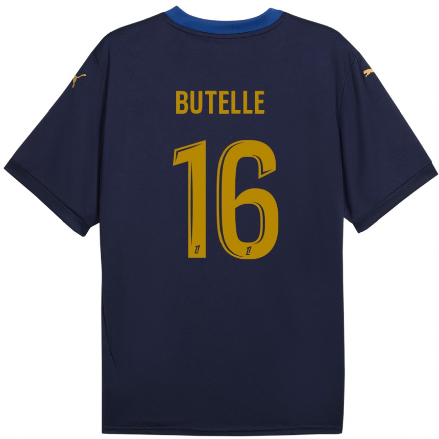 Enfant Football Maillot Ludovic Butelle #16 Bleu Marine Doré Tenues Extérieur 2024/25