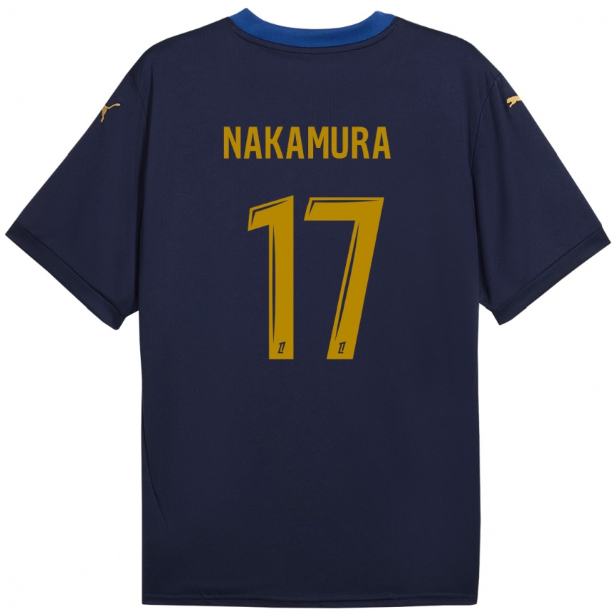 Enfant Football Maillot Keito Nakamura #17 Bleu Marine Doré Tenues Extérieur 2024/25