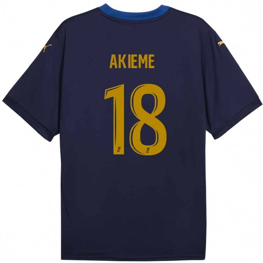 Enfant Football Maillot Sergio Akieme #18 Bleu Marine Doré Tenues Extérieur 2024/25