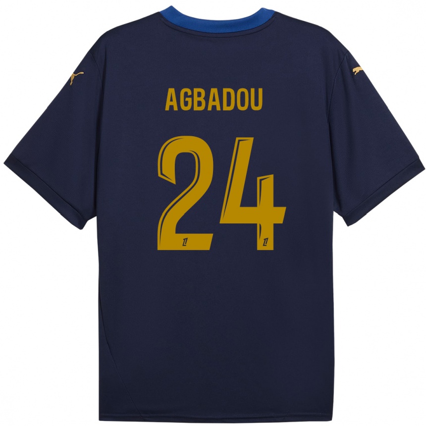 Enfant Football Maillot Emmanuel Agbadou #24 Bleu Marine Doré Tenues Extérieur 2024/25