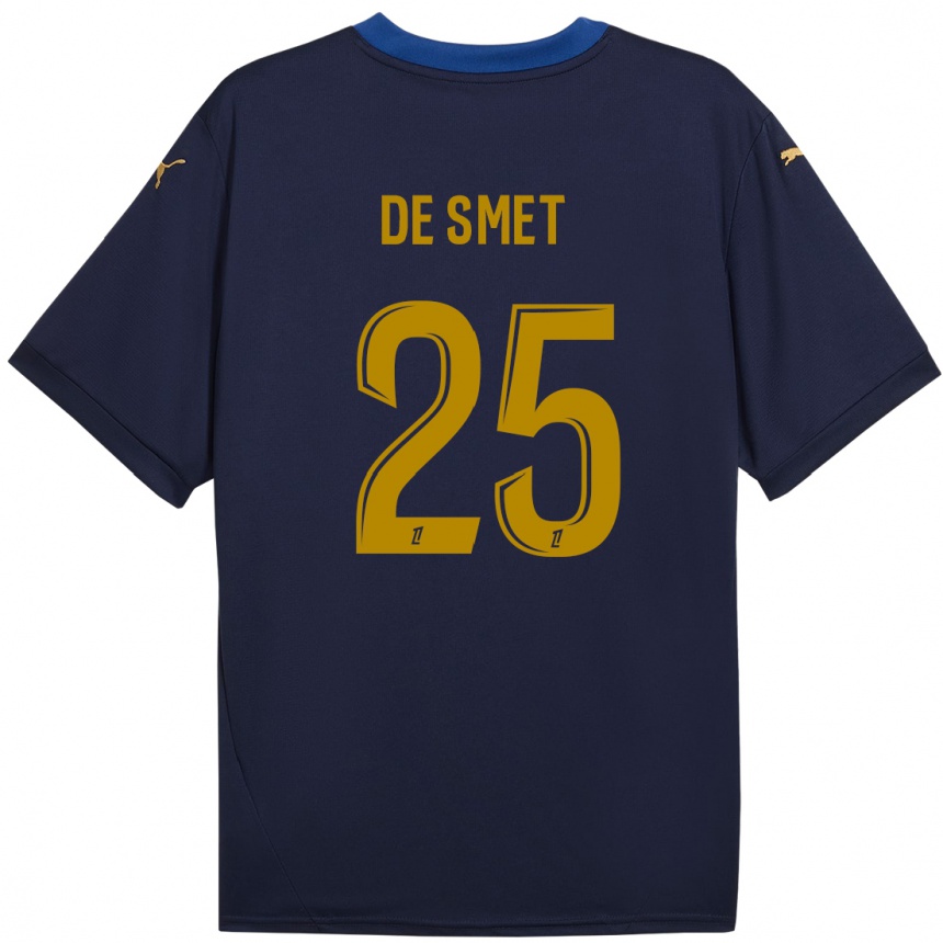 Enfant Football Maillot Thibault De Smet #25 Bleu Marine Doré Tenues Extérieur 2024/25