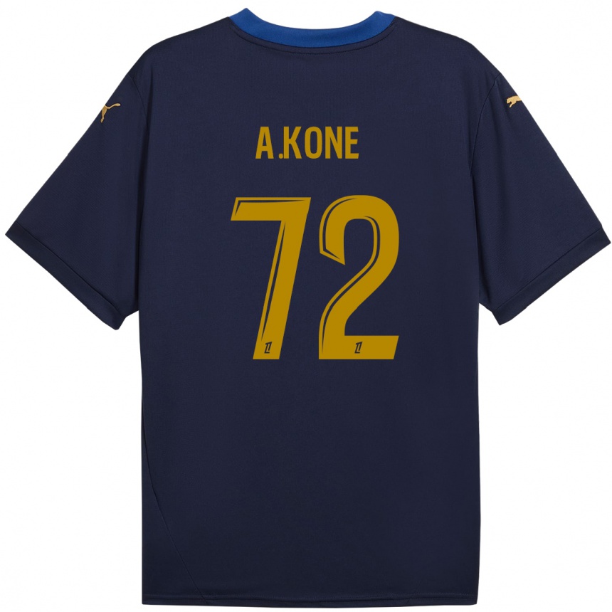 Enfant Football Maillot Amadou Koné #72 Bleu Marine Doré Tenues Extérieur 2024/25